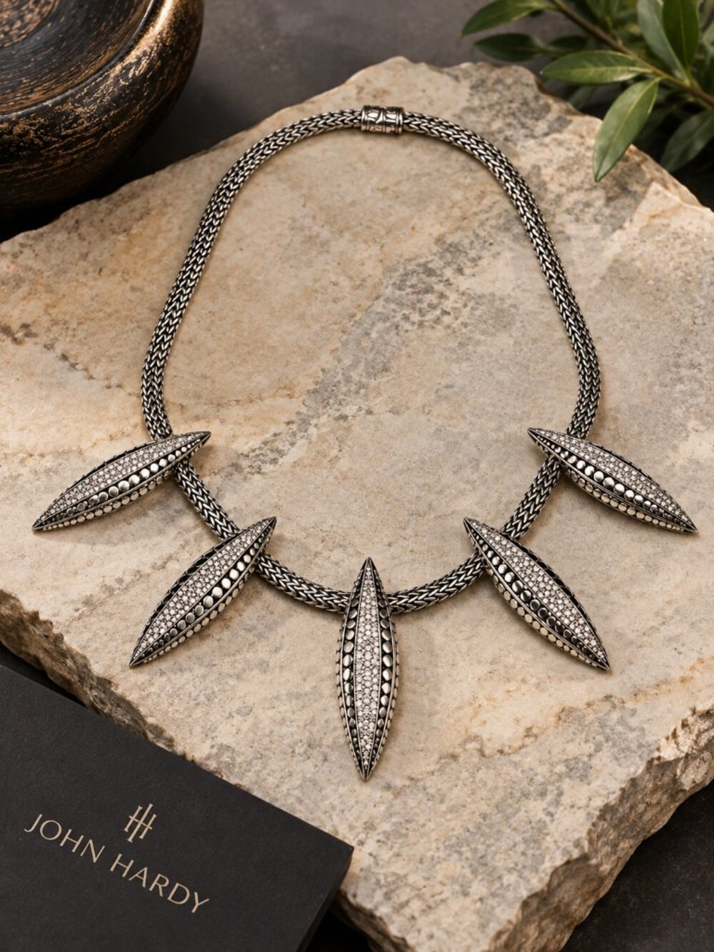 John Hardy Retired Statement Piece, Classic Chain Diamond Spear Spike Necklace